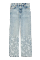 Flower Print Denim Trousers