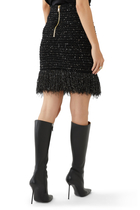 Fringed Embellished Tweed Mini Skirt