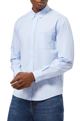 Long-Sleeve Pinstripe Cotton Shirt