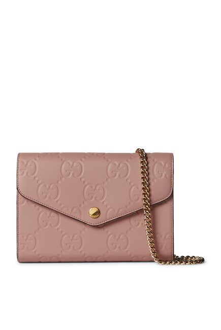 GG Leather Chain Wallet