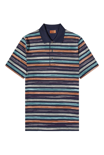 Space-Dyed Striped Cotton Polo Shirt