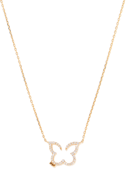 Hurriyah Butterfly Necklace, 18k Yellow Gold & Diamonds