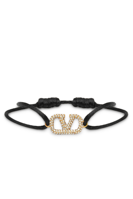 VLogo Signature Strass Leather Bracelet