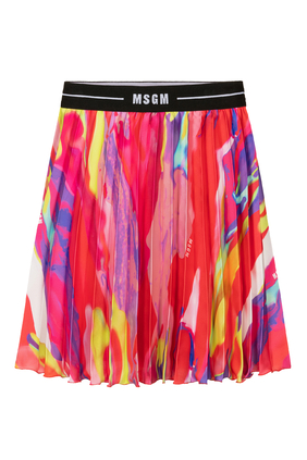 Kids Pleated Abstract Print Skirt