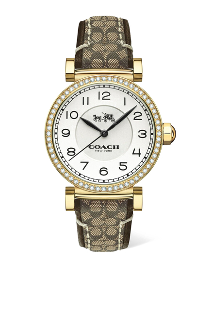 Madison 32mm Monogrammed Leather Watch