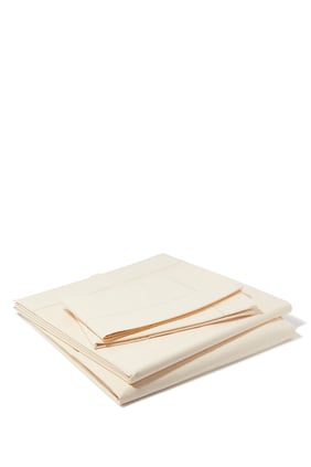 California King Size Ivory Jo Sheet & Pillowcases Set