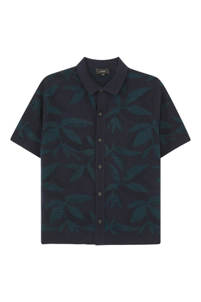 Floral Jacquard Cotton-Linen Button-Front Shirt