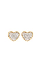 Baby Coeur Stud Earrings, 9k Yellow Gold & Diamonds