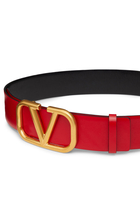 V Logo Buckle Belt