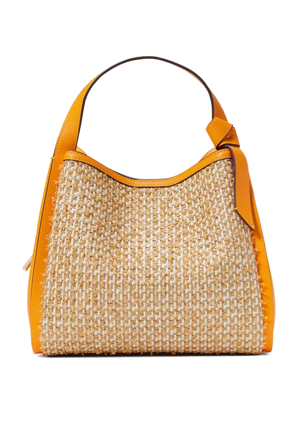 Knott Raffia Tweed Medium Crossbody Tote Bag