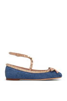 Rockstud Denim Ballerina Flats