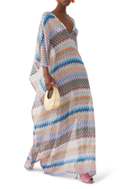 Long V-Neck Cover-Up Kaftan with Lurex