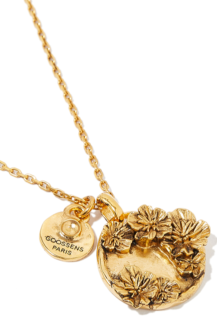 Poppy Talisman Medallion Necklace, 24k Gold-Plated Brass