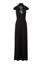 Black Stretch Crepe Maxi Dress