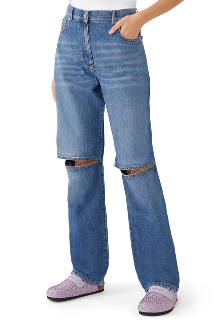 Cut-Out Bootcut Jeans