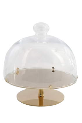 Gold-Plated Cake Stand With Glass Dome