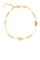 Zenyu Pearl Beaded Charm Bracelet, 18K Gold-Plated Brass & Pearls