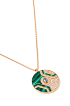 Malachite Pendant Necklace, 18k Rose Gold & Diamonds