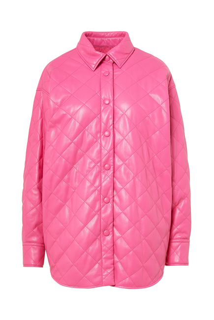 Diamond-Quilted Shirt Jacket