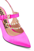 Jeweled Details 85 Satin Slingbacks