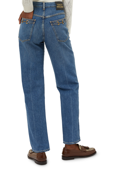 '80s Fit Denim Pants With Horsebit Details