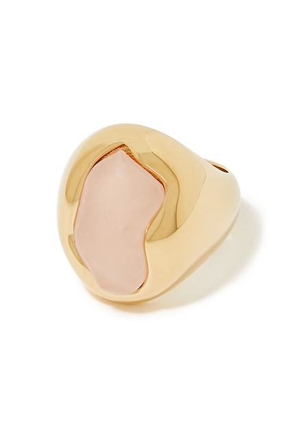 Sybil Ring, 18k Gold-Plated Brass & Rose Quartz