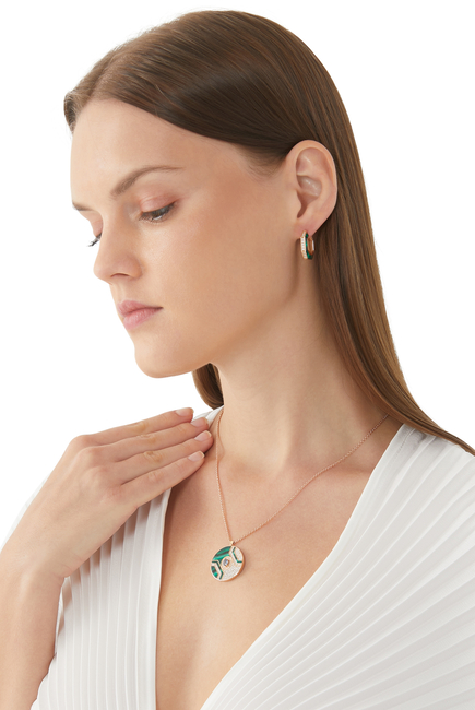 Malachite Pendant Necklace, 18k Rose Gold & Diamonds