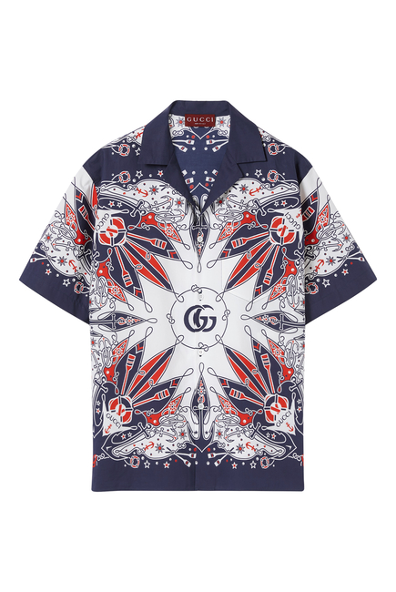 Double G Printed Cotton Bowling Shirt