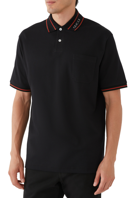 Cotton Piquet Polo Shirt with Web