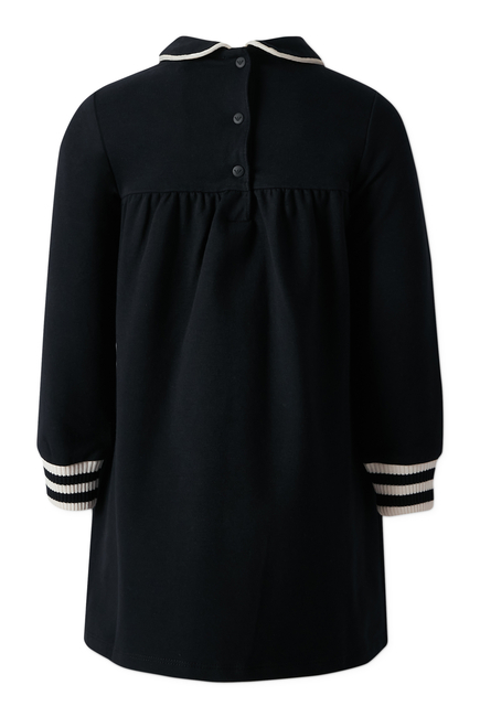 Kids Long-sleeved Dress with Logo Embroidery