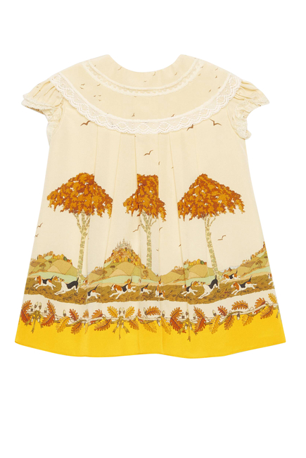 Dogs and Trees Print Dress