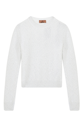 Zig-Zag Woven Sequin Cotton Sweatshirt