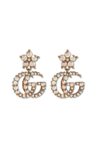 Double G Earrings, Gold-Plated Metal & Crystals