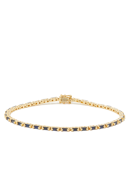 Linear Tennis Bracelet, 18k Yellow Gold & Sapphires