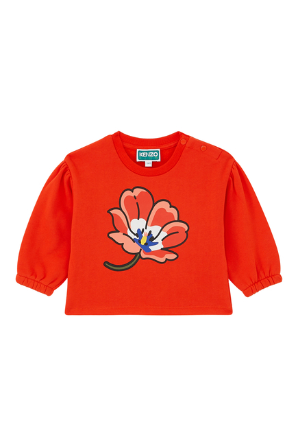 Kids Floral Print Crewneck Sweatshirt