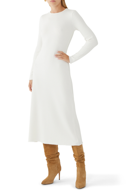 Ribbed Long-Sleeve Dress