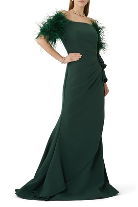 Feather Sleeve Gown