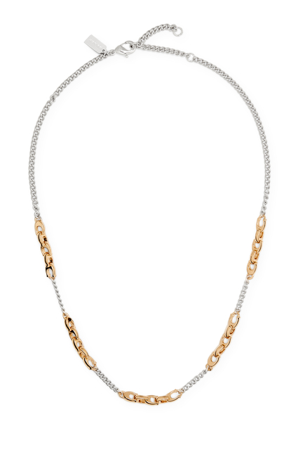 Signature C Mixed Chain Necklace, Plated Metal