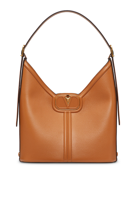 VLogo Leather Hobo Bag