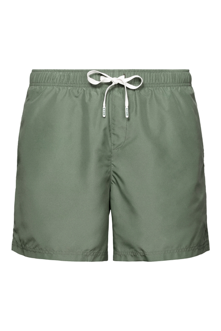 Mid Green Solid Swimming Shorts