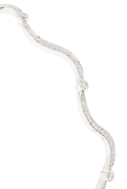 Wave Diamond Bracelet, 18k White Gold