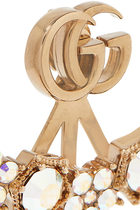 Double G Single Earring, Gold-Plated Metal & Crystals