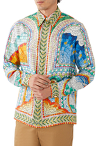 Mosaic-Print Silk Sport Shirt