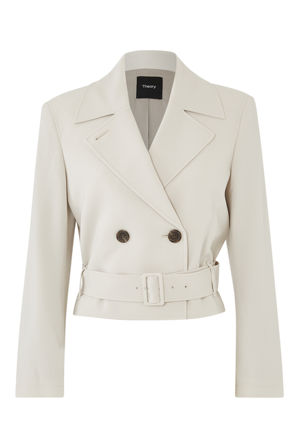 Cropped Belted Trench Jacket