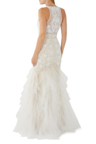 Beaded Halter Gown with Tulle Skirt