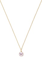 Kids Butterfly Medallion Charm Necklace, 14k Yellow Gold & Lavender Enamel