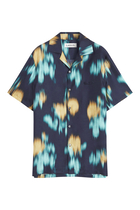Blurred Floral Print Bowling Shirt
