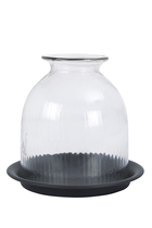 Ribbed Domed Glass Candle Holder Small