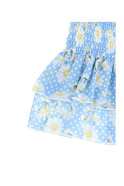 Floral-print Smocked Skirt