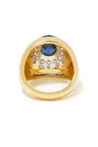 Pompadour Signet Ring, 18k Yellow Gold, Sapphire & Diamonds